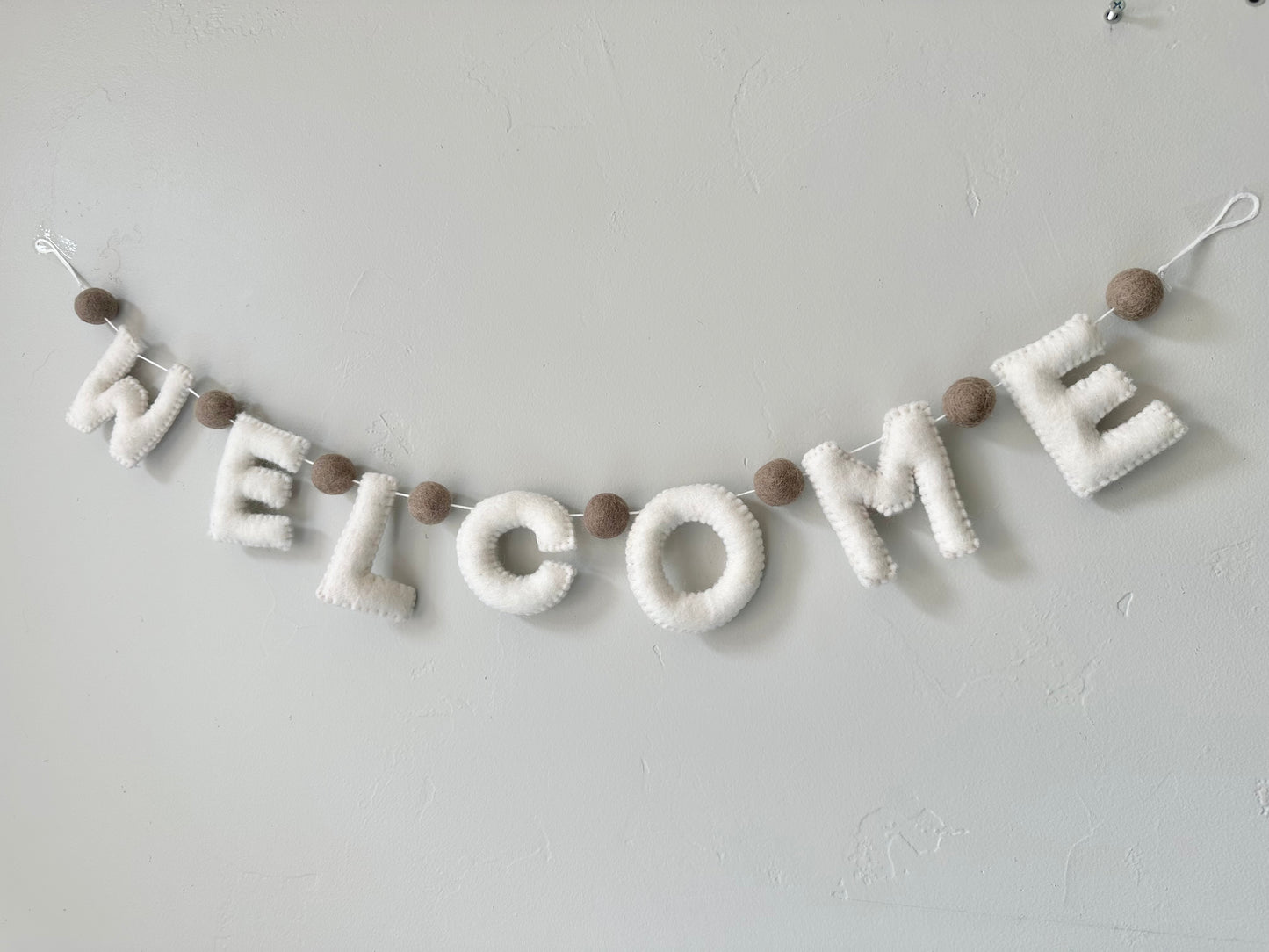 WELCOME felt banner - Black, Gray or White Letters