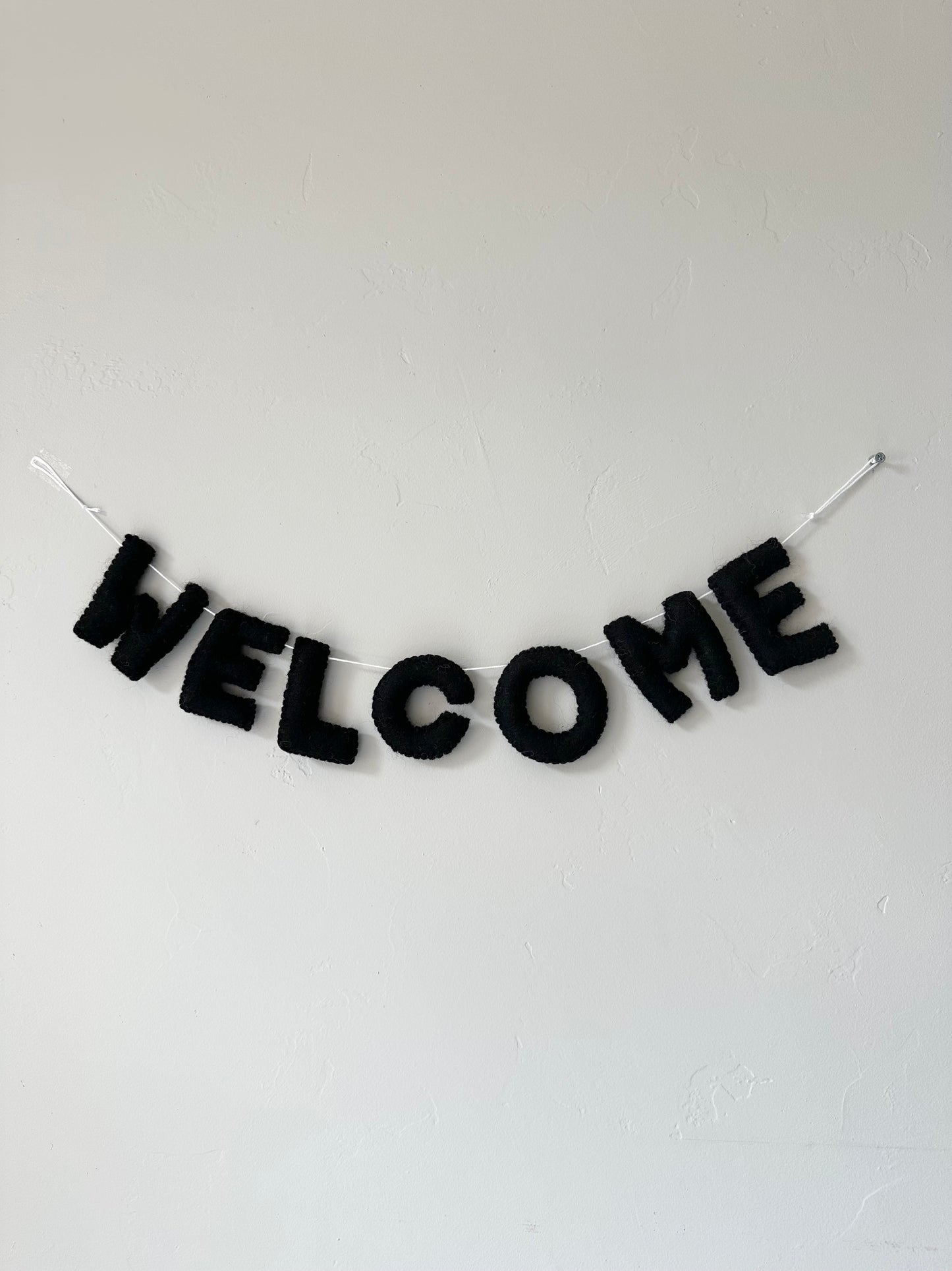 WELCOME felt banner - Black, Gray or White Letters