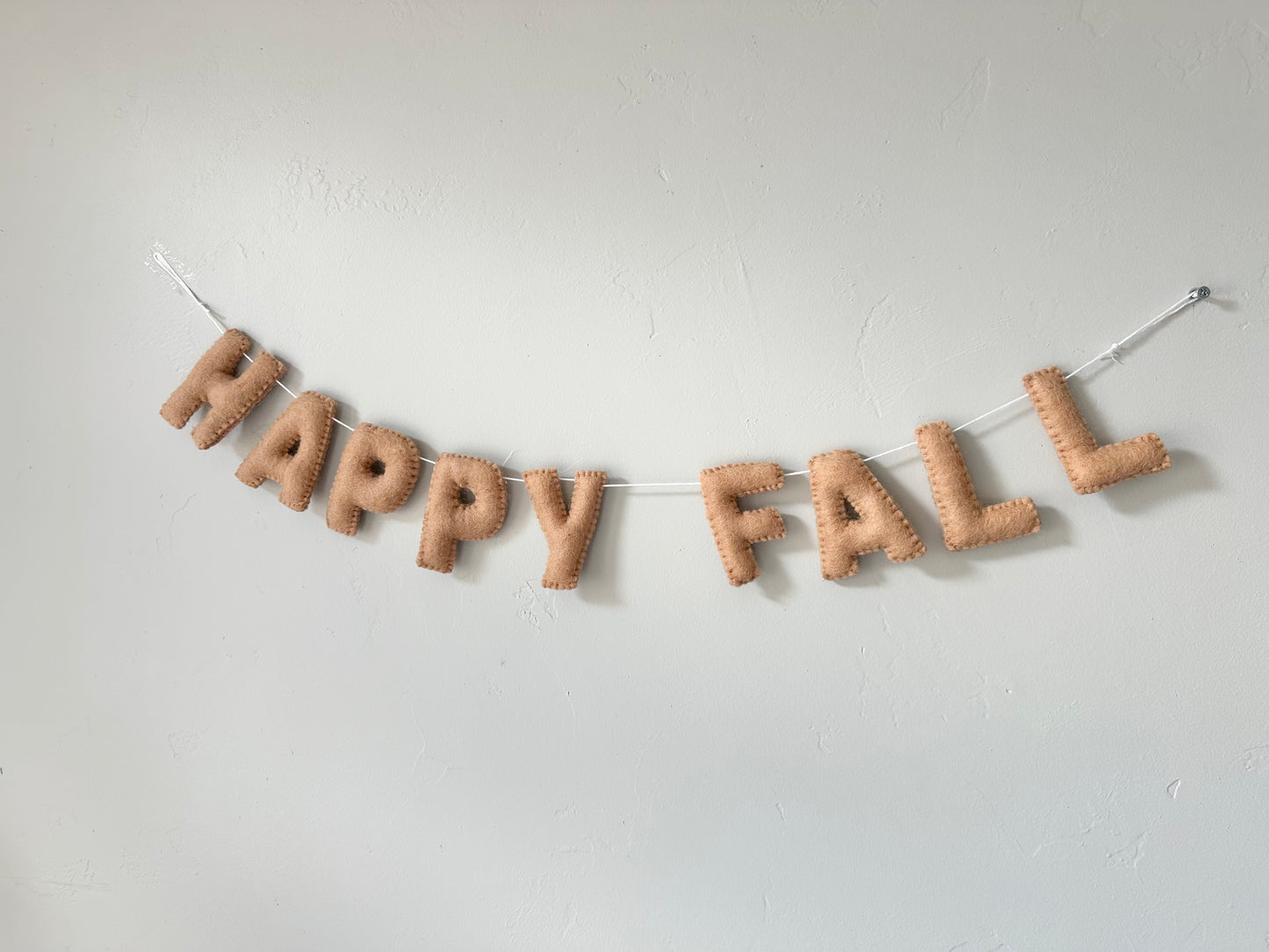 FALL (white letters) or HAPPY FALL (tan letters) felt banner