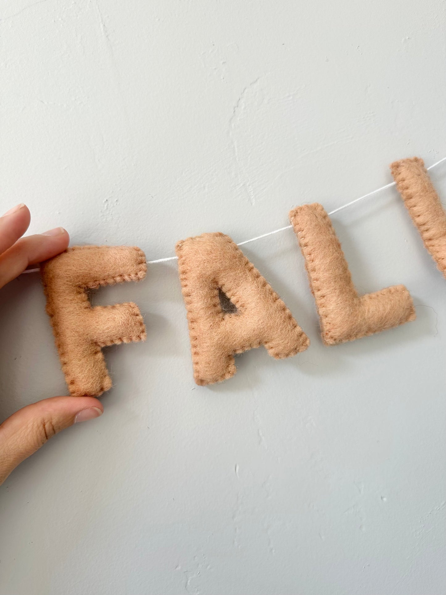 FALL (white letters) or HAPPY FALL (tan letters) felt banner