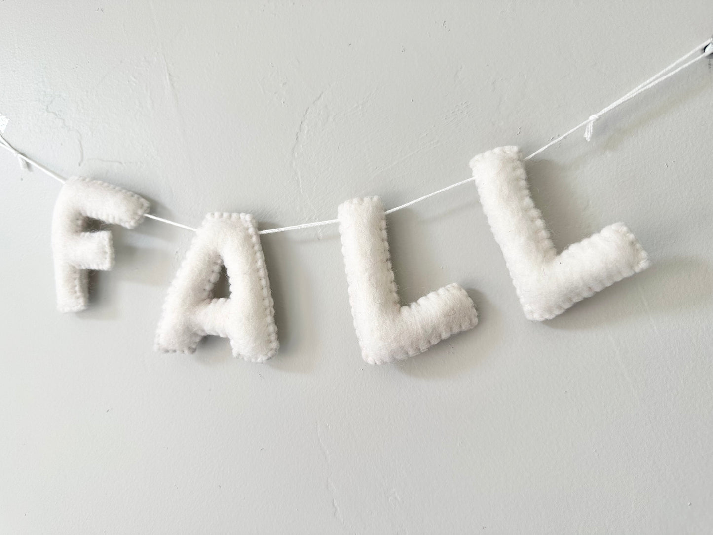 FALL (white letters) or HAPPY FALL (tan letters) felt banner