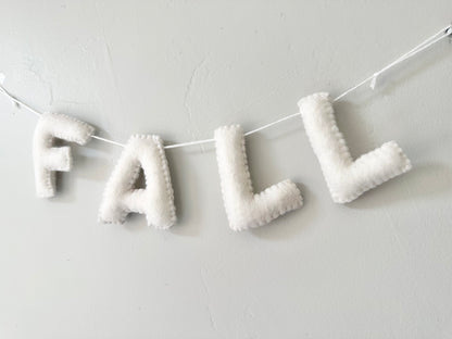 FALL (white letters) or HAPPY FALL (tan letters) felt banner