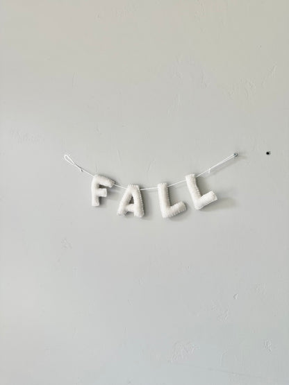 FALL (white letters) or HAPPY FALL (tan letters) felt banner