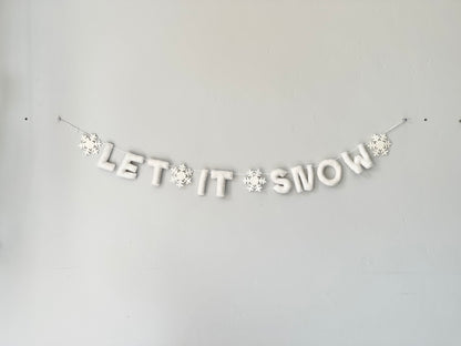 LET IT SNOW felt banner - White Letters