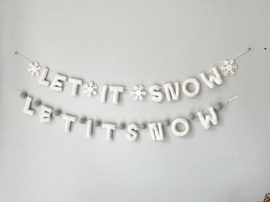 LET IT SNOW felt banner - White Letters