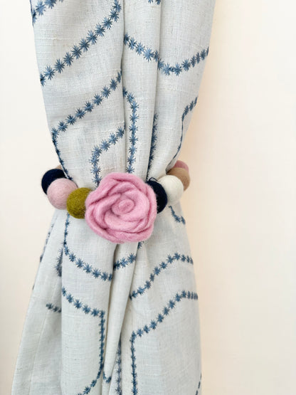 Baby Pink Rose Curtain Ties