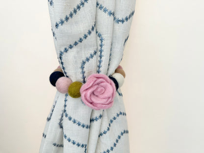 Baby Pink Rose Curtain Ties