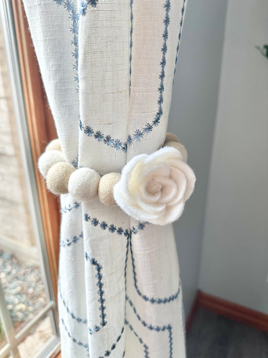 White Rose Curtain Ties
