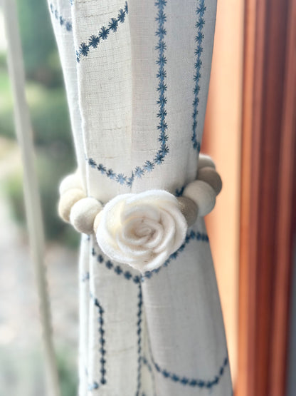 White Rose Curtain Ties