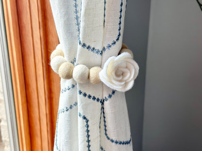 White Rose Curtain Ties