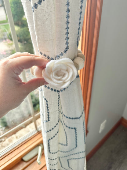 White Rose Curtain Ties