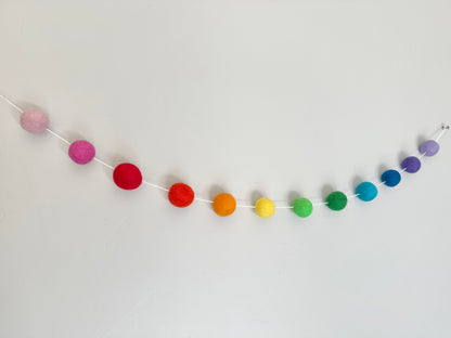 Ombre Rainbow JUMBO felt ball Garland