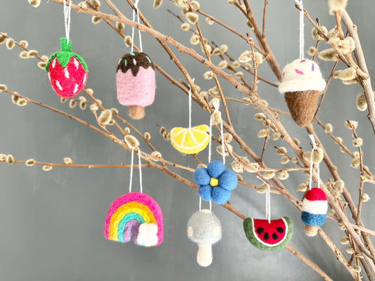 Felted Summer Ornaments