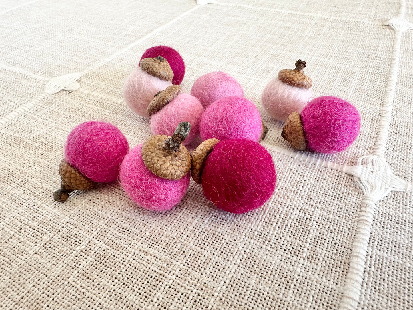 Shades of Pink Wool Acorns