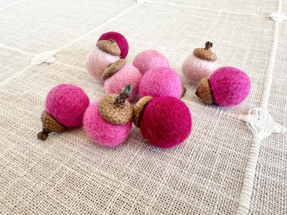 Shades of Pink Wool Acorns