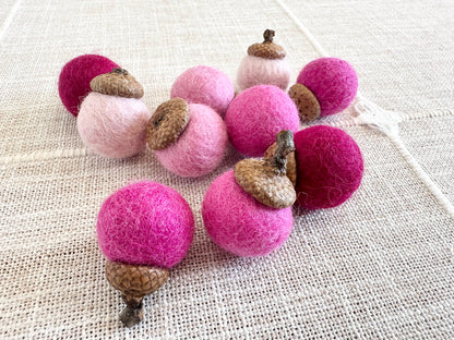 Shades of Pink Wool Acorns