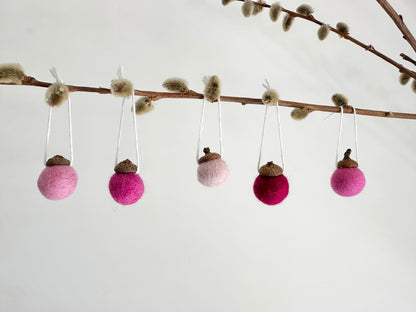 Shades of Pink Wool Acorns