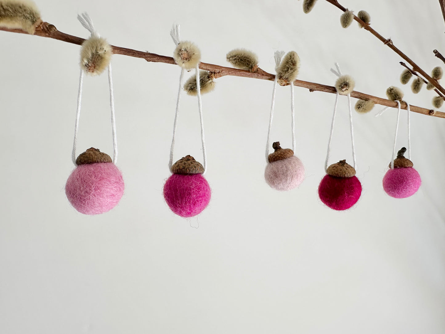 Shades of Pink Wool Acorns