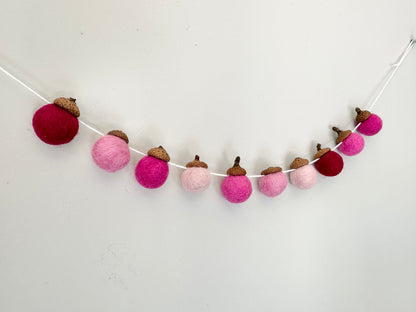 Shades of Pink Wool Acorns