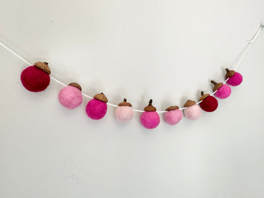 Shades of Pink Wool Acorns
