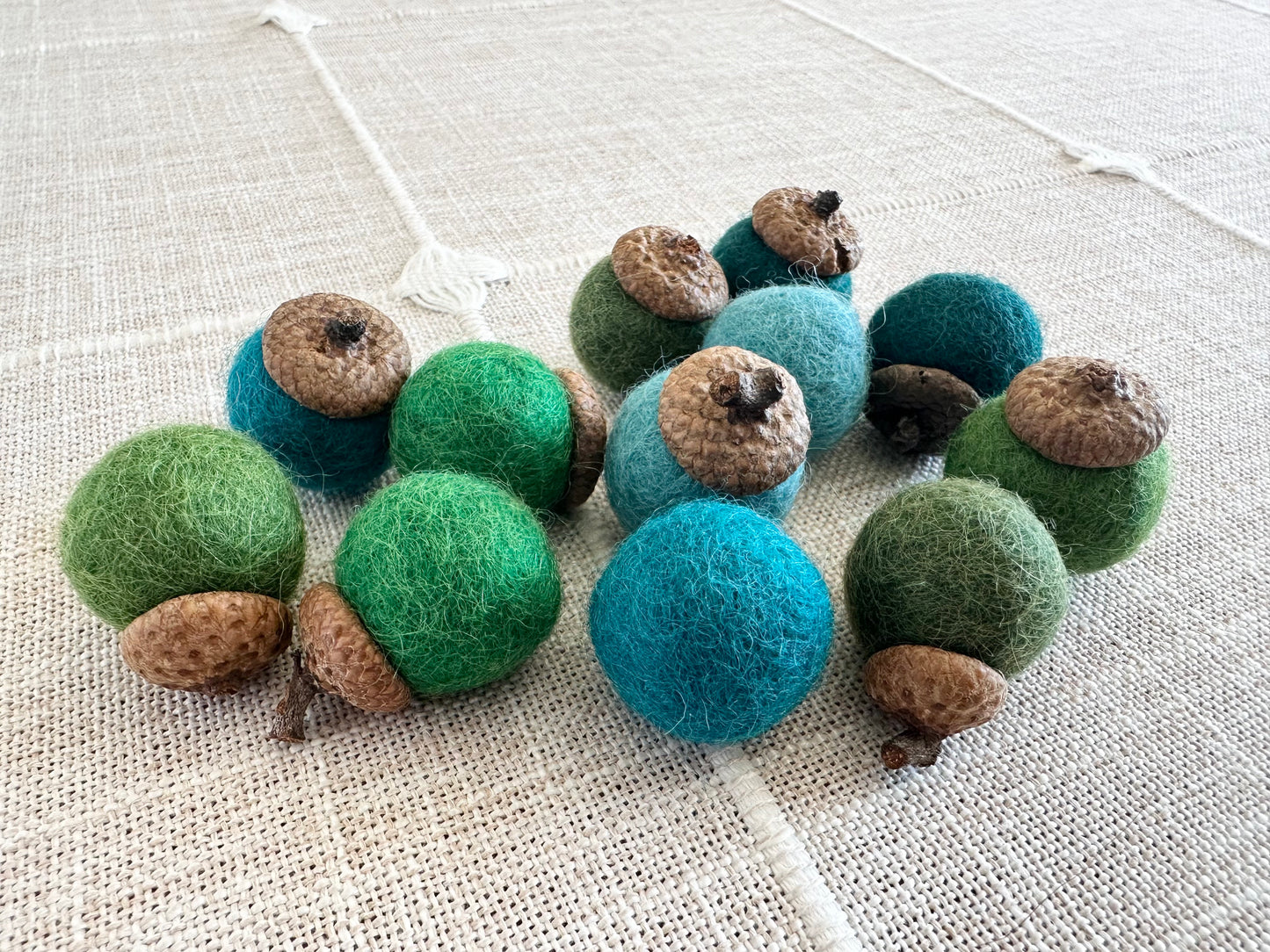 Greens & Blues Wool Acorns