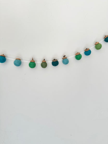 Greens & Blues Wool Acorns
