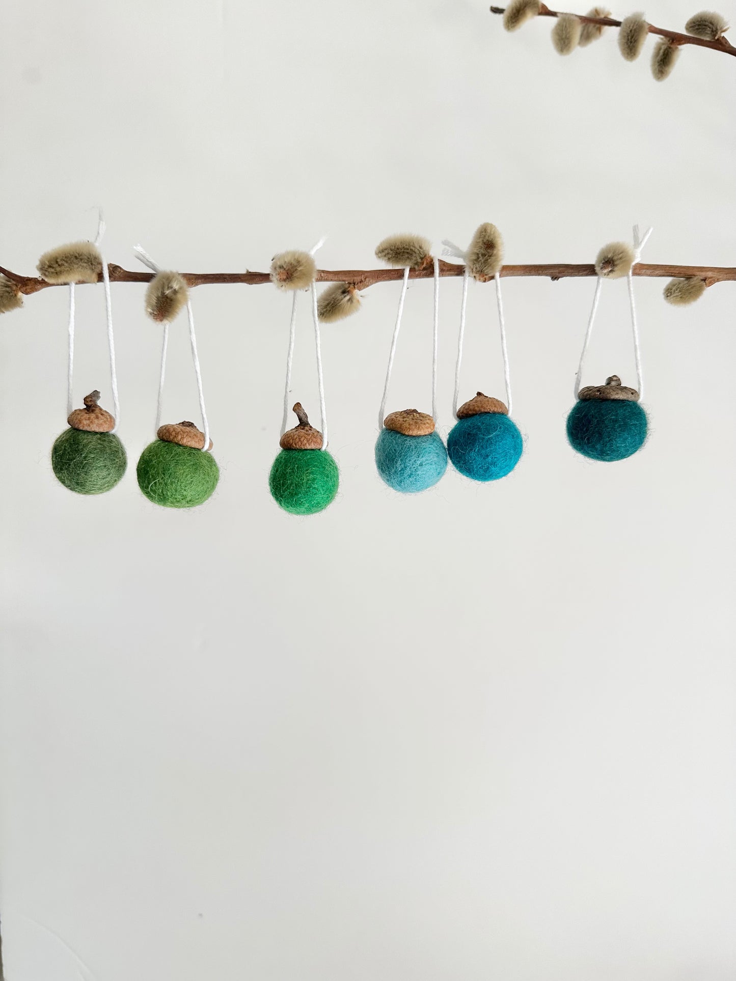 Greens & Blues Wool Acorns