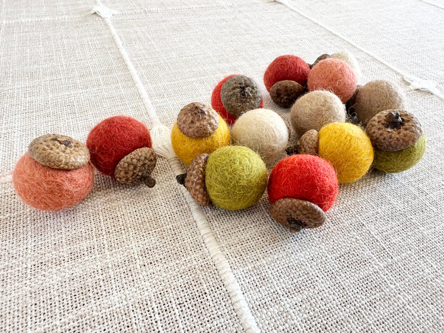 Beige Forward Wool Acorns