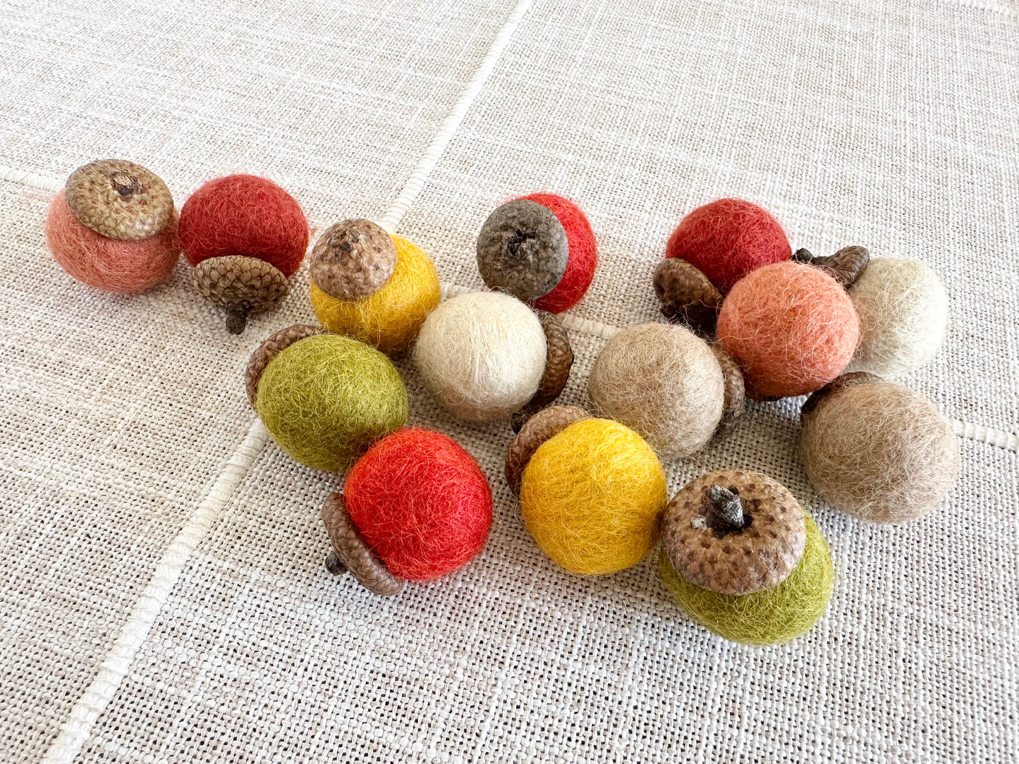 Beige Forward Wool Acorns