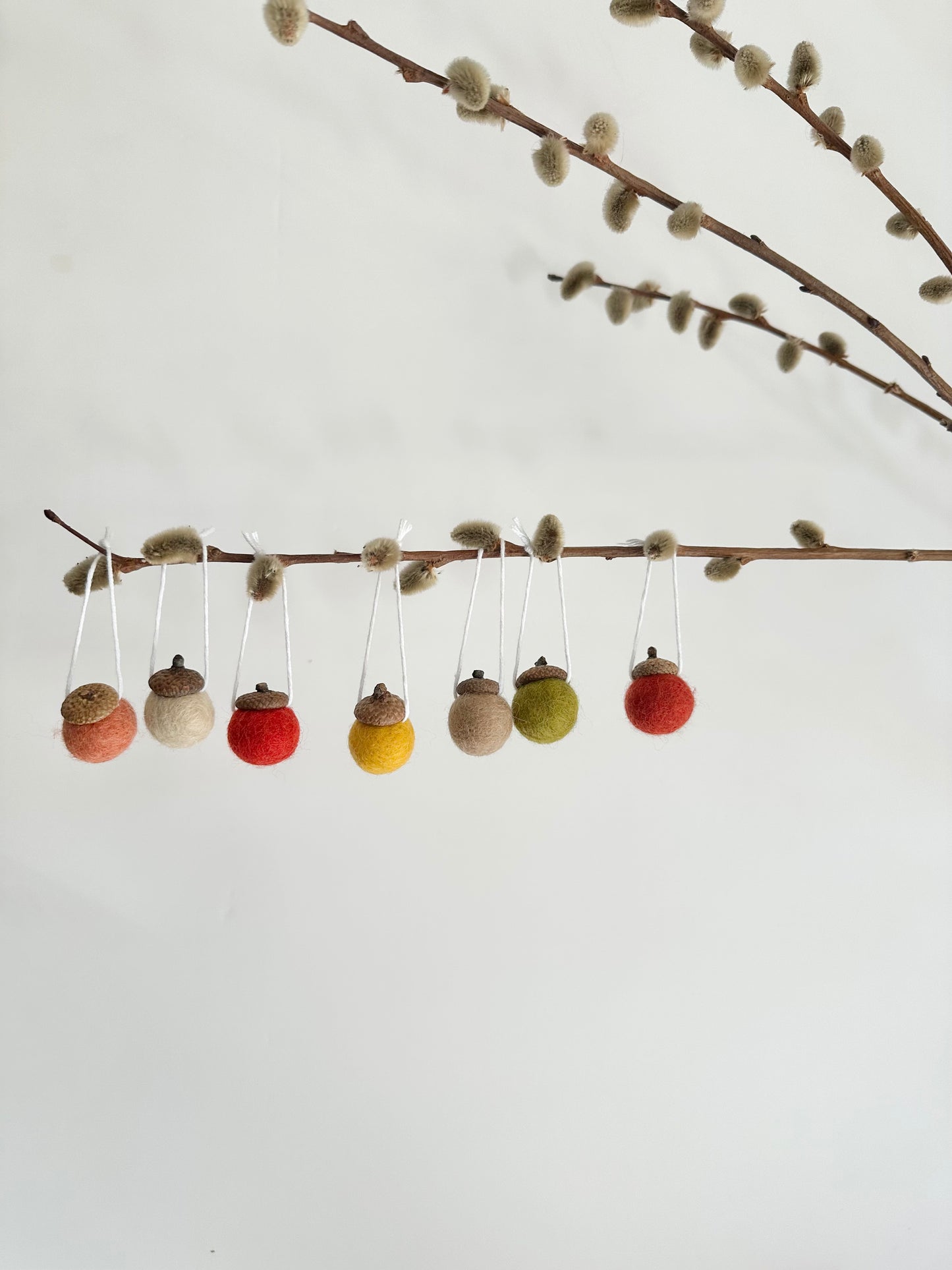 Beige Forward Wool Acorns