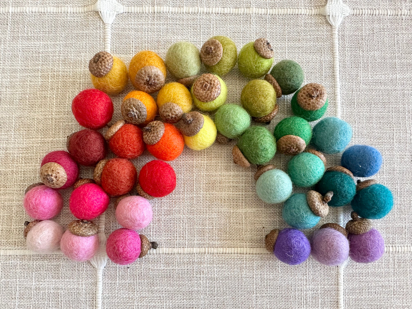 Rainbow Ombre Wool Acorns