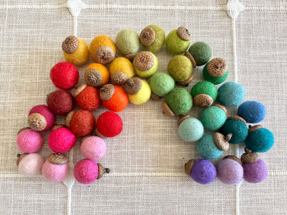 Rainbow Ombre Wool Acorns