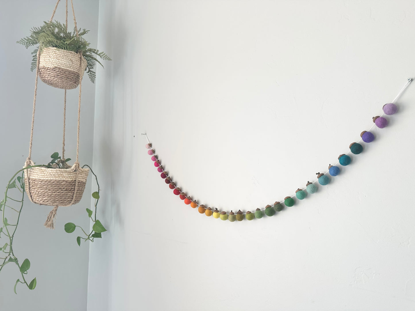 Rainbow Ombre Wool Acorns