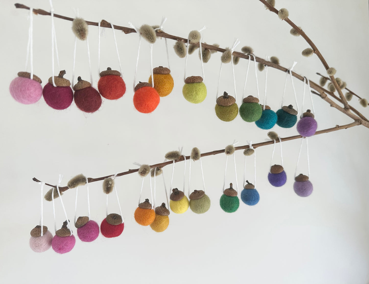 Rainbow Ombre Wool Acorns