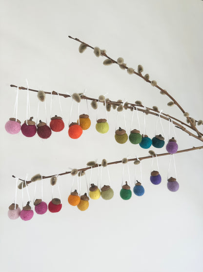 Rainbow Ombre Wool Acorns