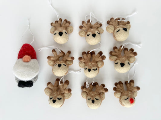Santa & His Reindeer Ornaments