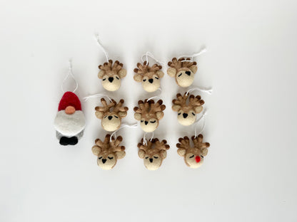 Santa & His Reindeer Ornaments