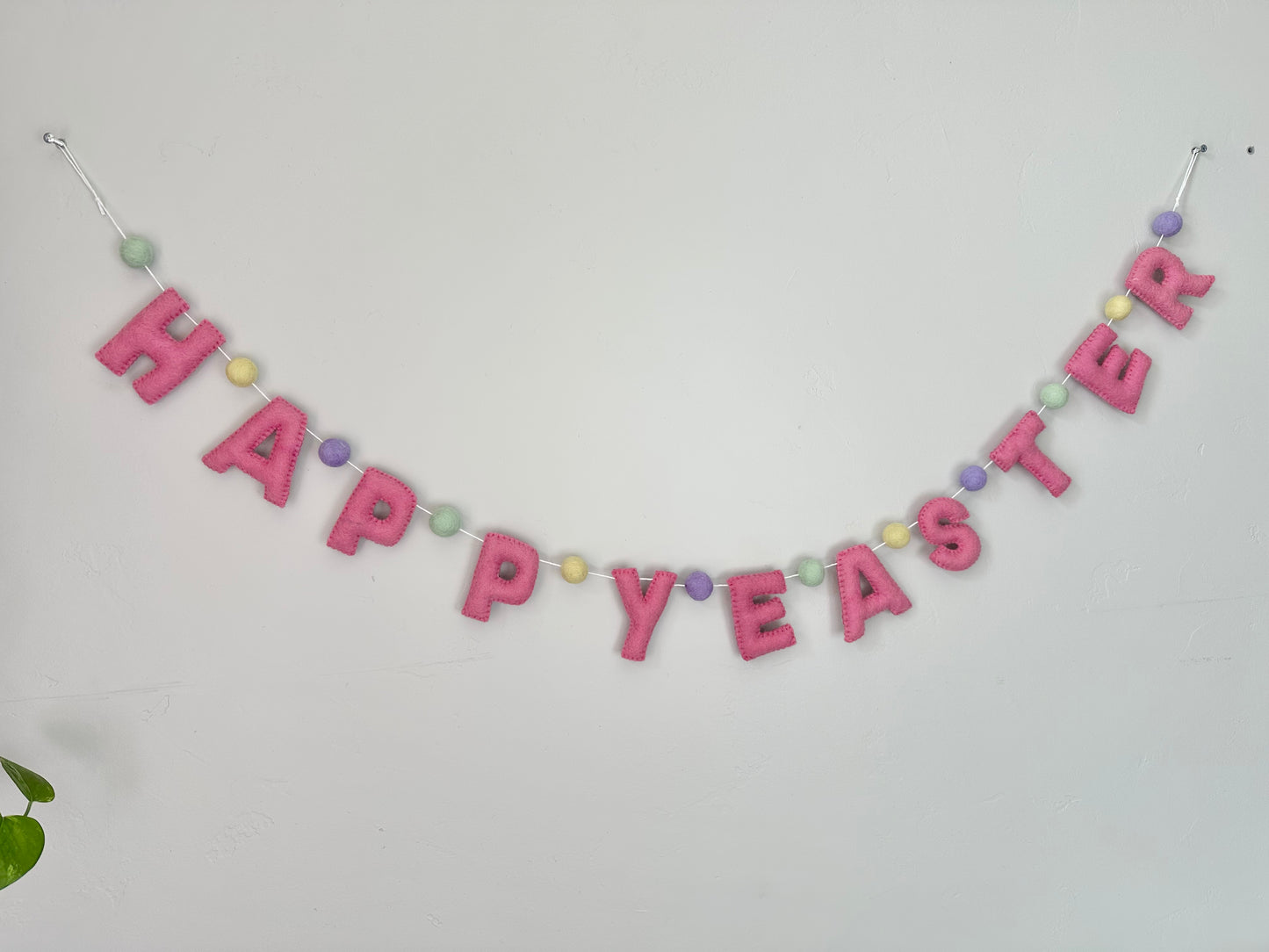 HAPPY EASTER felt banner - pink letters