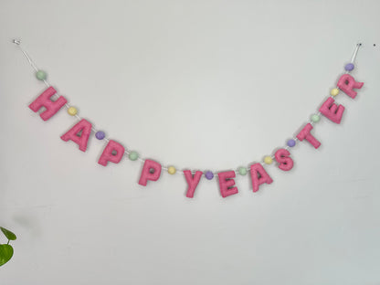 HAPPY EASTER felt banner - pink letters