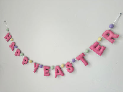 HAPPY EASTER felt banner - pink letters