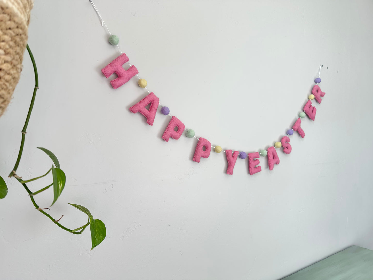 HAPPY EASTER felt banner - pink letters