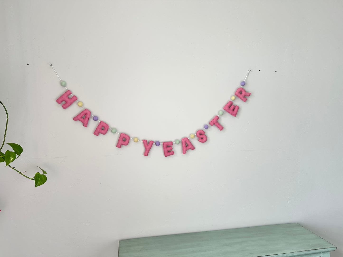HAPPY EASTER felt banner - pink letters