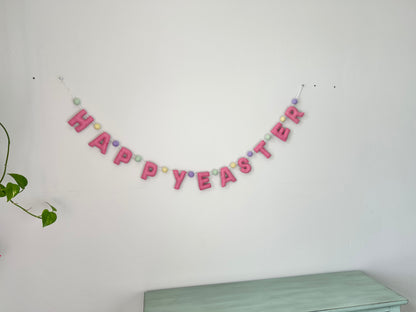 HAPPY EASTER felt banner - pink letters