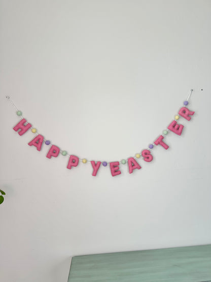 HAPPY EASTER felt banner - pink letters