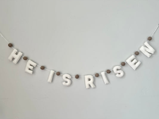 HE IS RISEN felt banner - white letters