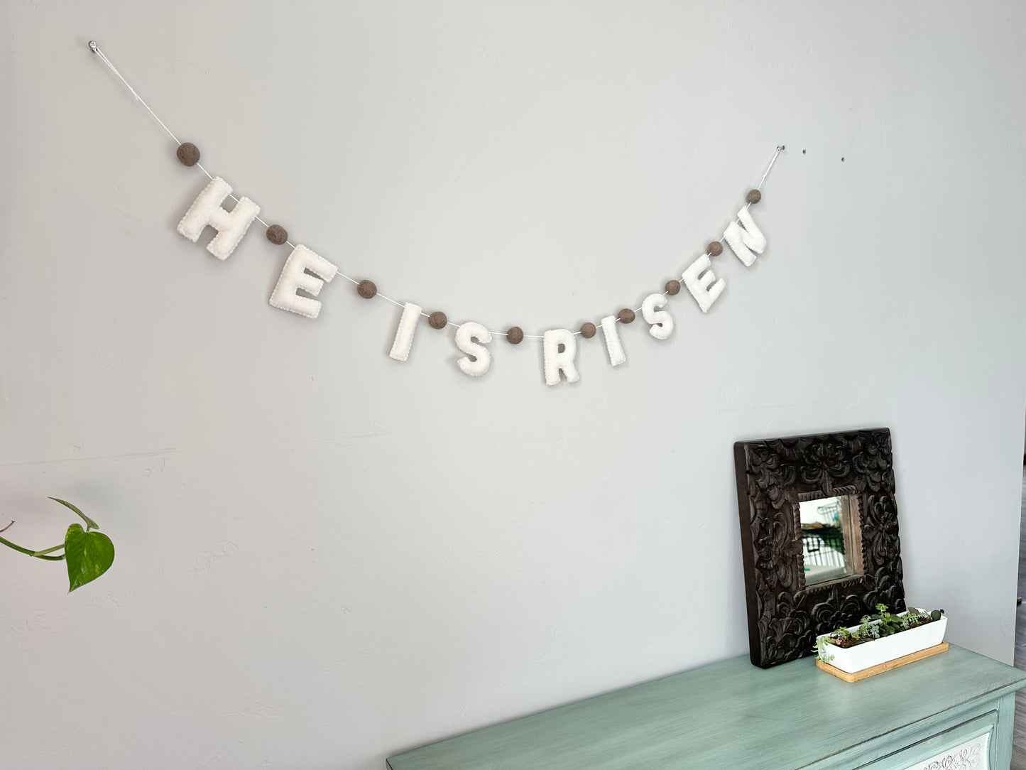 HE IS RISEN felt banner - white letters