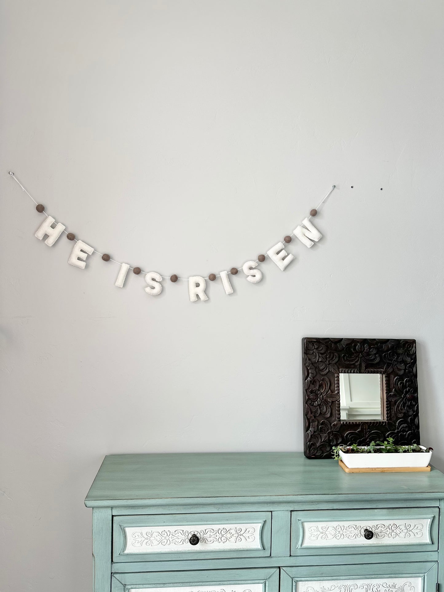 HE IS RISEN felt banner - white letters