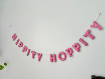 HIPPITY HOPPITY felt banner - pink letters