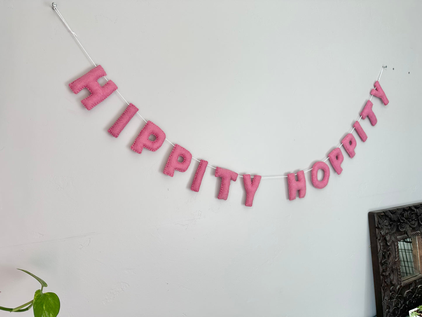 HIPPITY HOPPITY felt banner - pink letters
