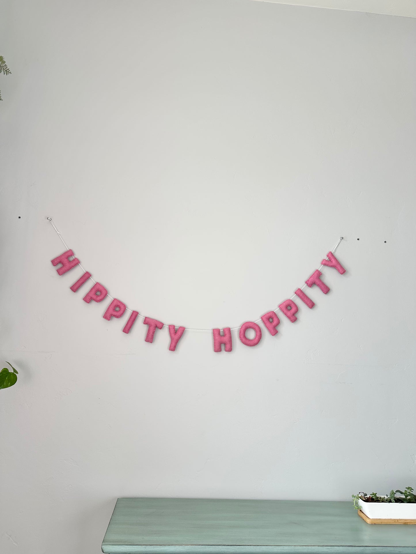 HIPPITY HOPPITY felt banner - pink letters